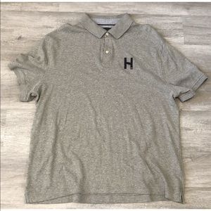 Tommy Hilfiger Polo Short Sleeve Shirt Men XL Gray Collared Logo Button